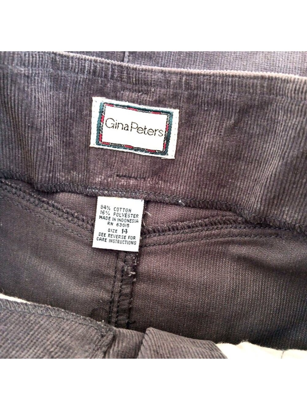 Vintage Boho Skirt 1970's sz 14 30W Gina Peters Corduroy Midi Gray